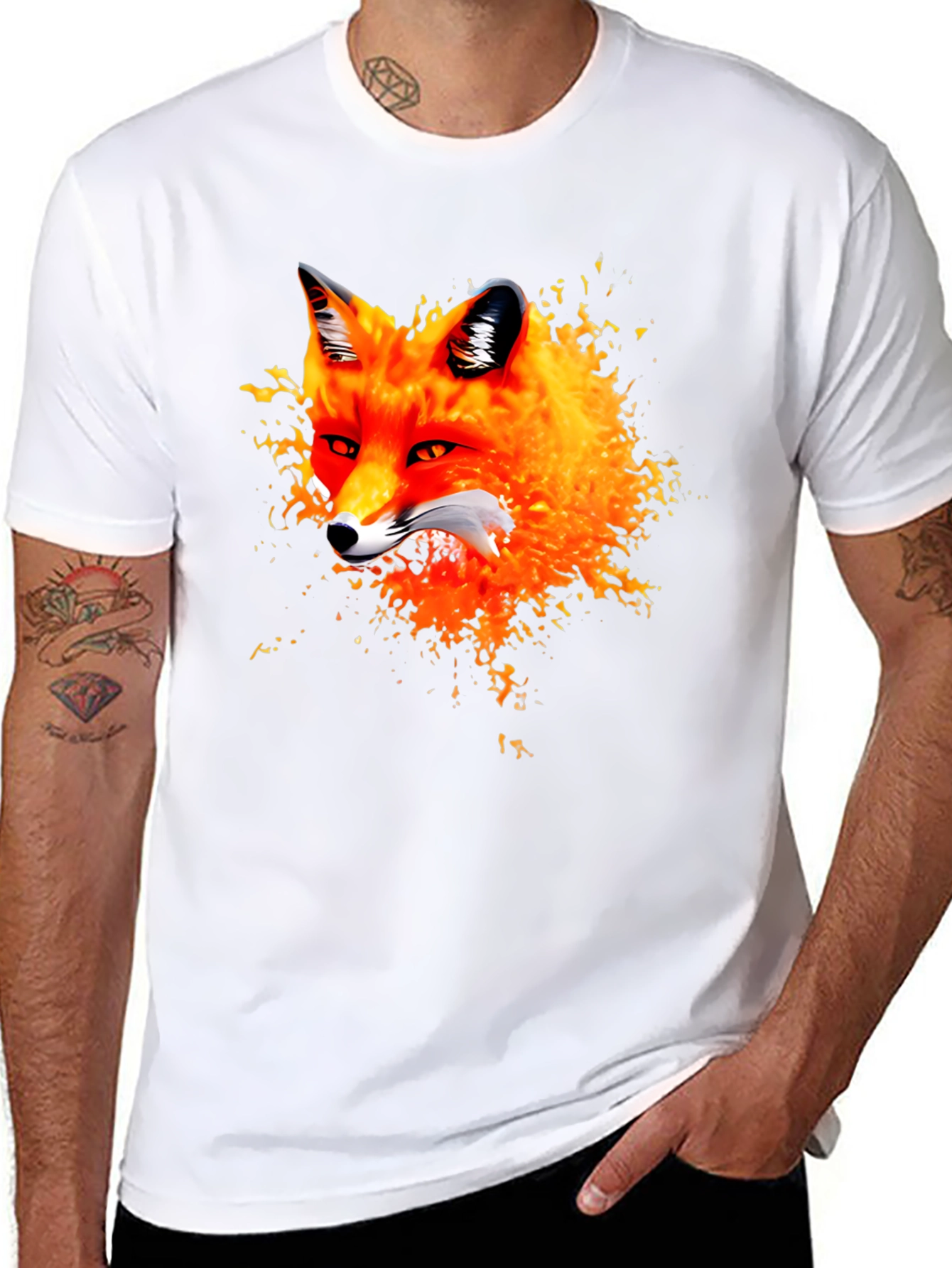 Fox Graphic Black T-Shirt - Artistic Animal Tee
