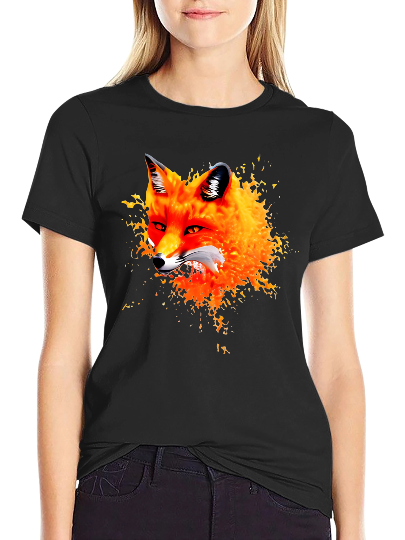 Fox Graphic Black T-Shirt - Artistic Animal Tee
