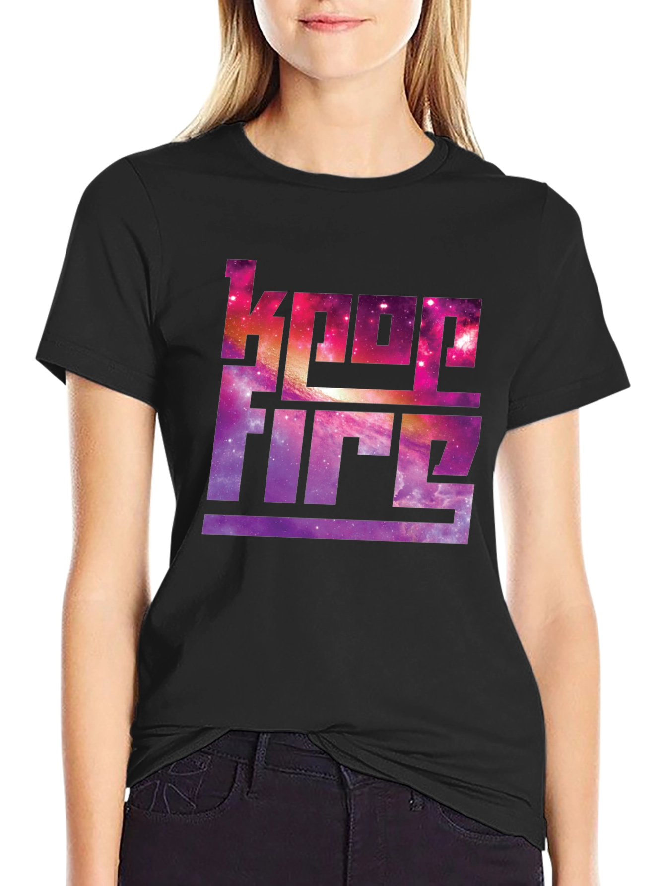 Keep Fire Galaxy Graphic Black T-Shirt