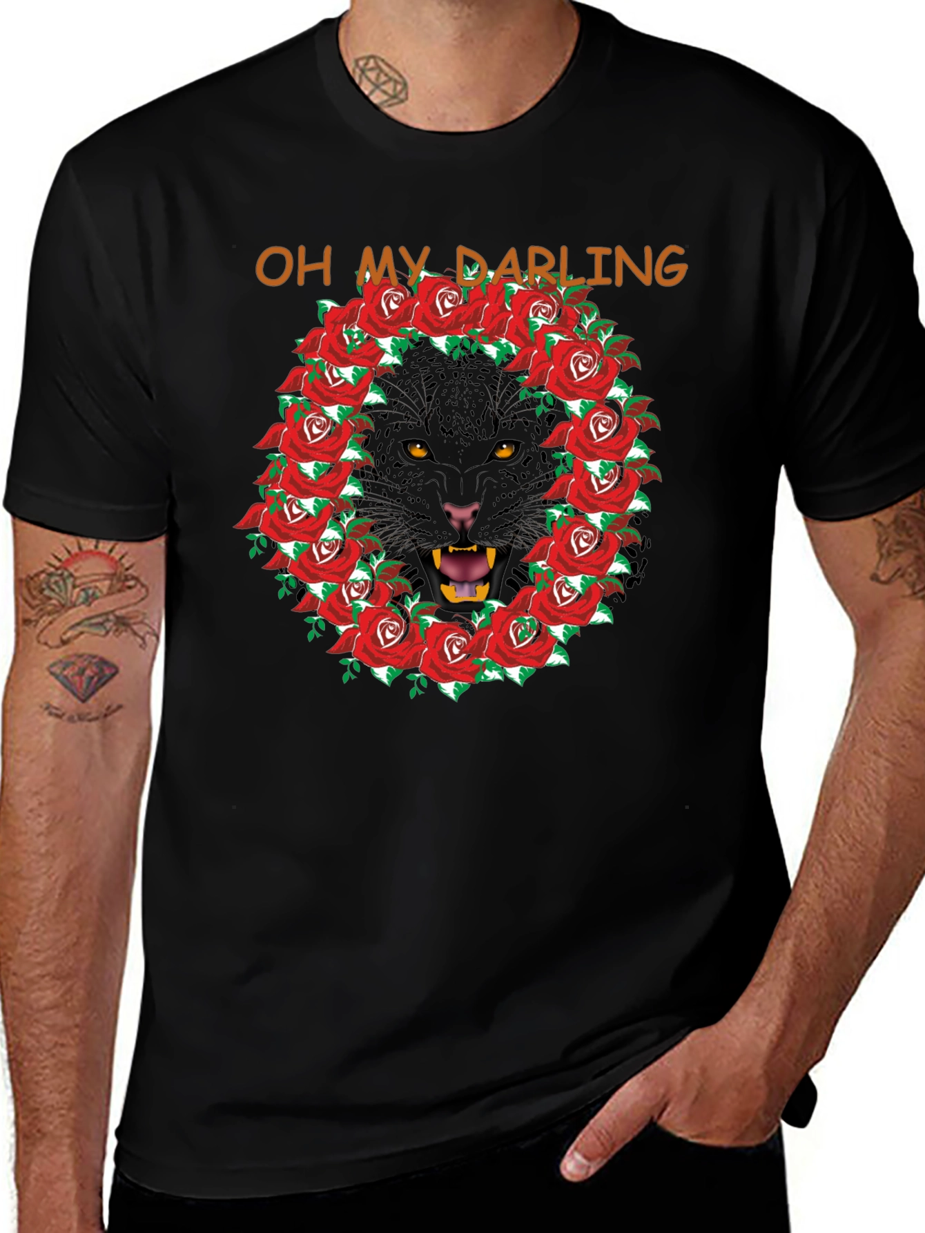 Oh My Darling Panther Rose Wreath T-Shirt