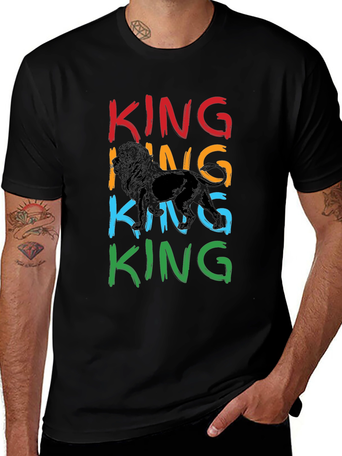 King Lion Graphic Print Mens T-Shirt