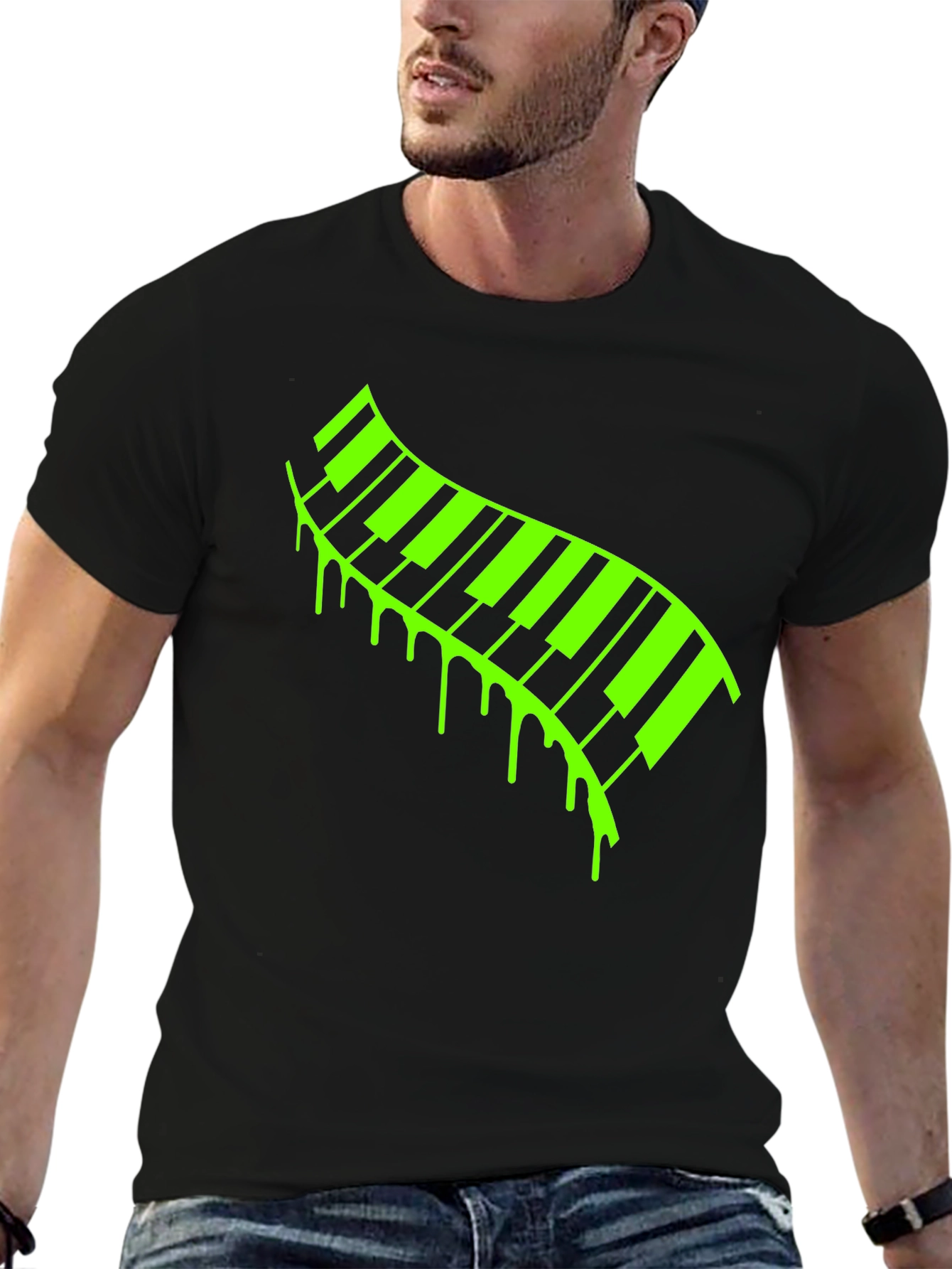 Neon Drip Piano Keys T-Shirt - Musical Style
