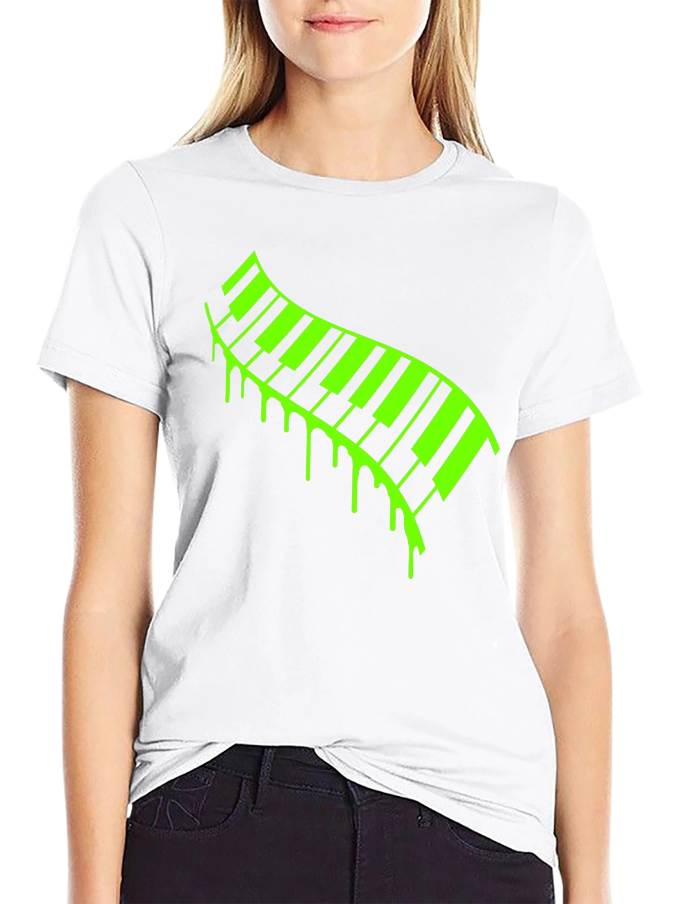 Neon Drip Piano Keys T-Shirt - Musical Style