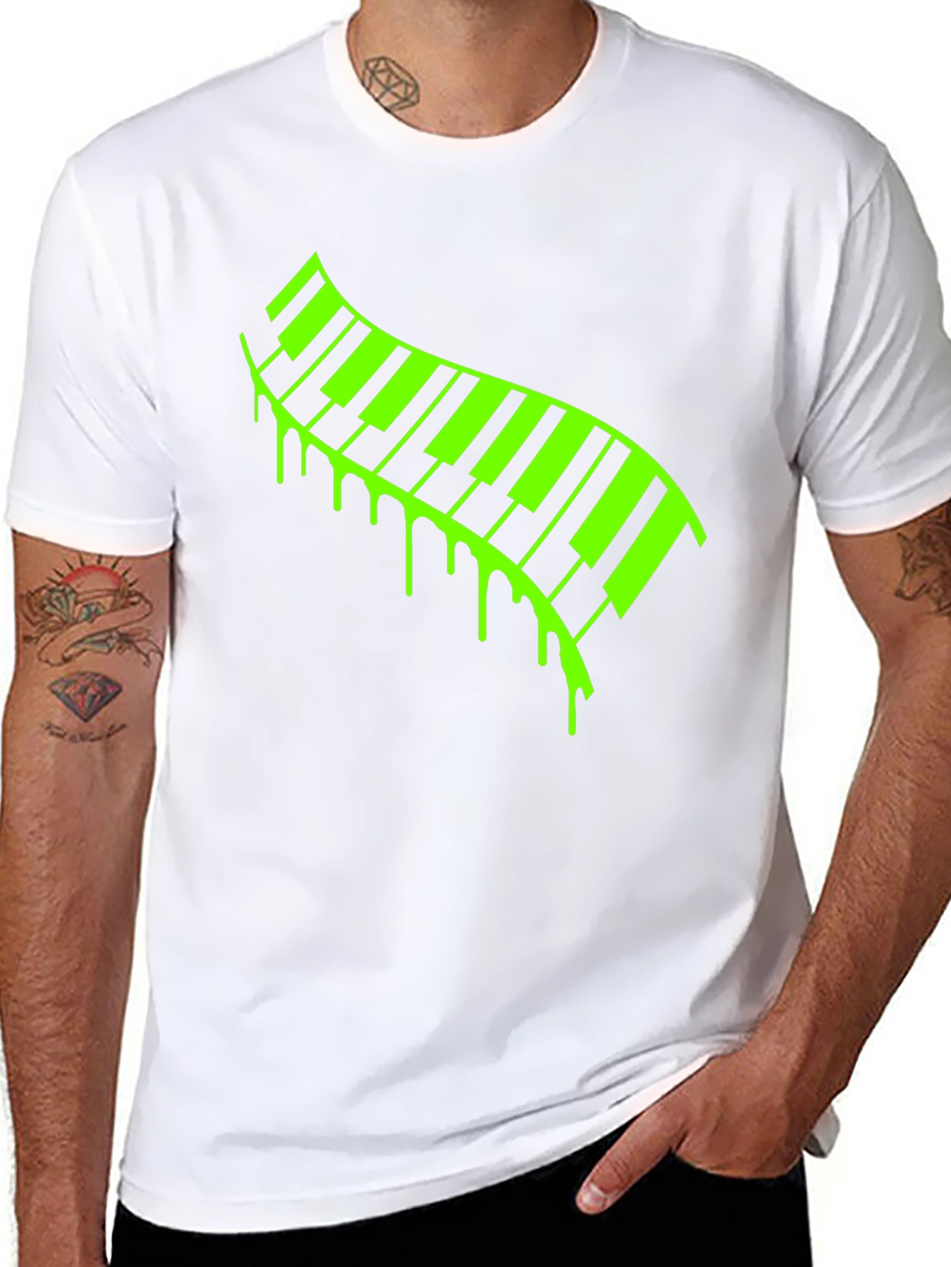 Neon Drip Piano Keys T-Shirt - Musical Style
