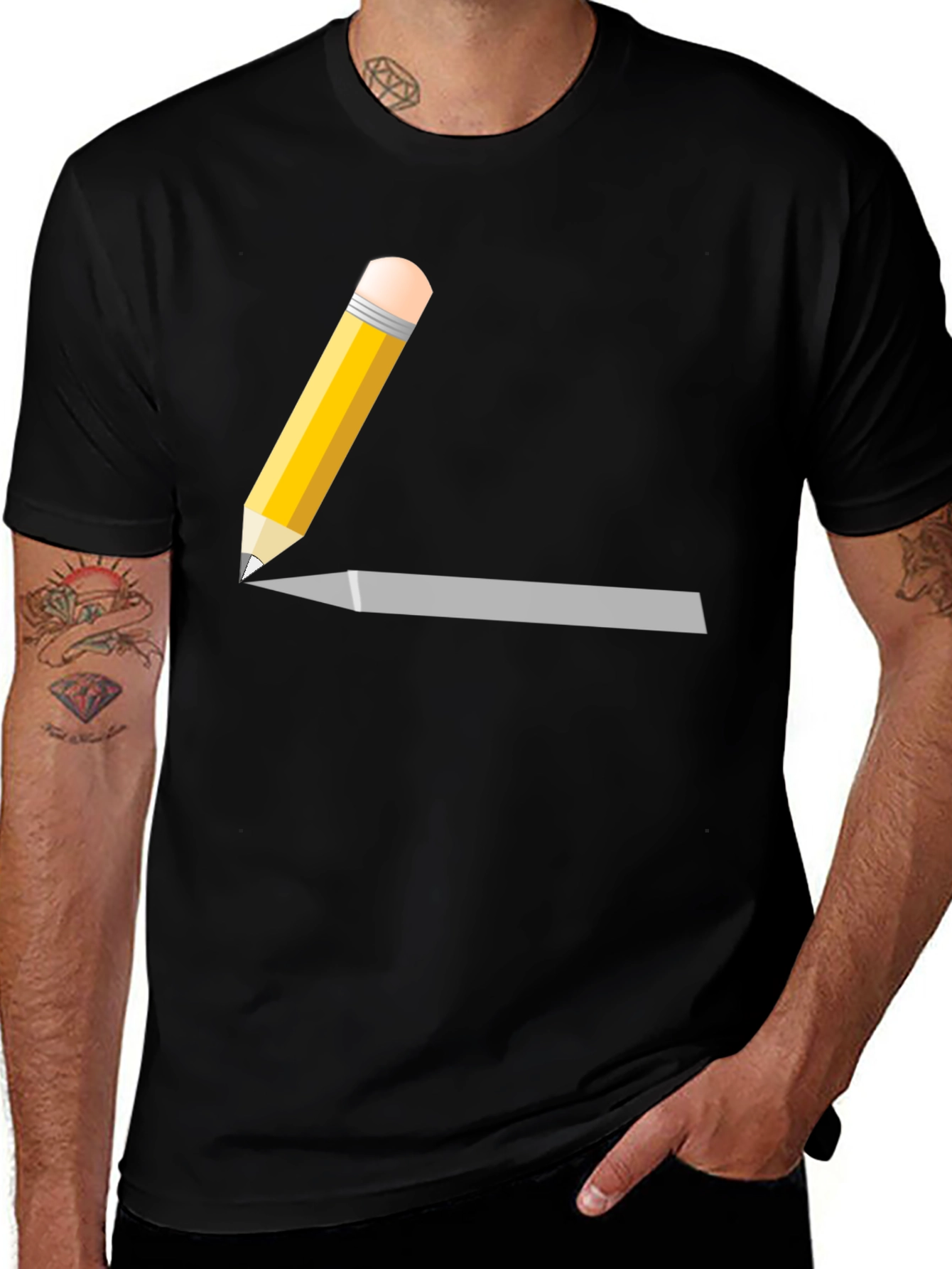 Pencil Graphic Black T-Shirt - Artsy Style