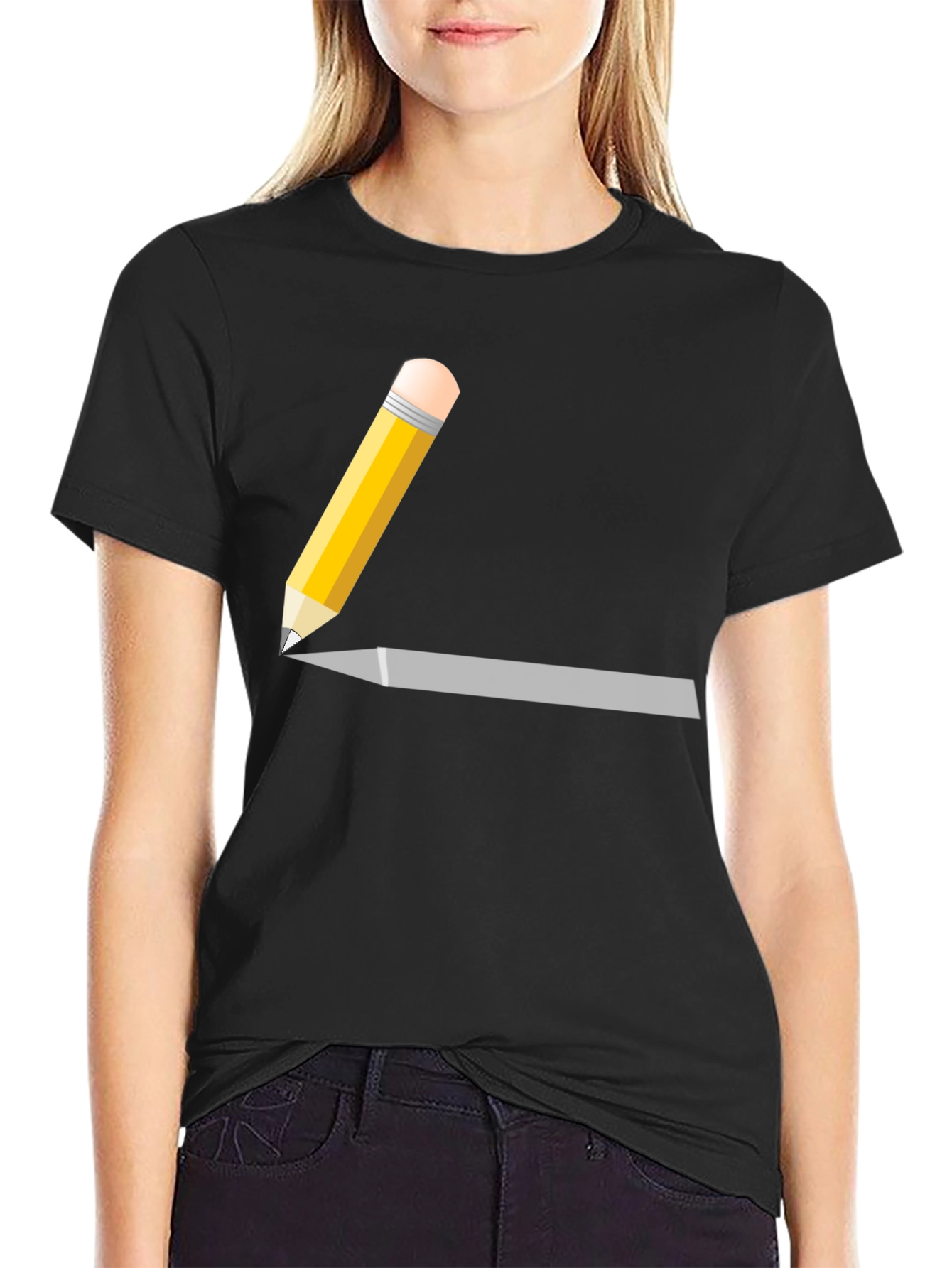Pencil Graphic Black T-Shirt - Artsy Style