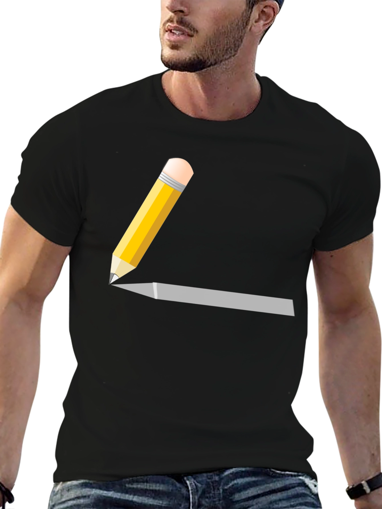 Pencil Graphic Black T-Shirt - Artsy Style