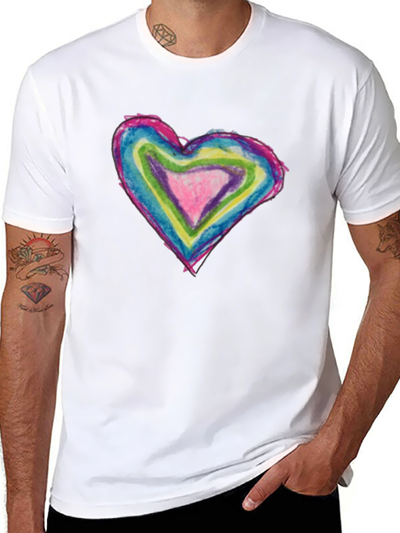 Rainbow Heart Tee - Unique Graphic T-Shirt