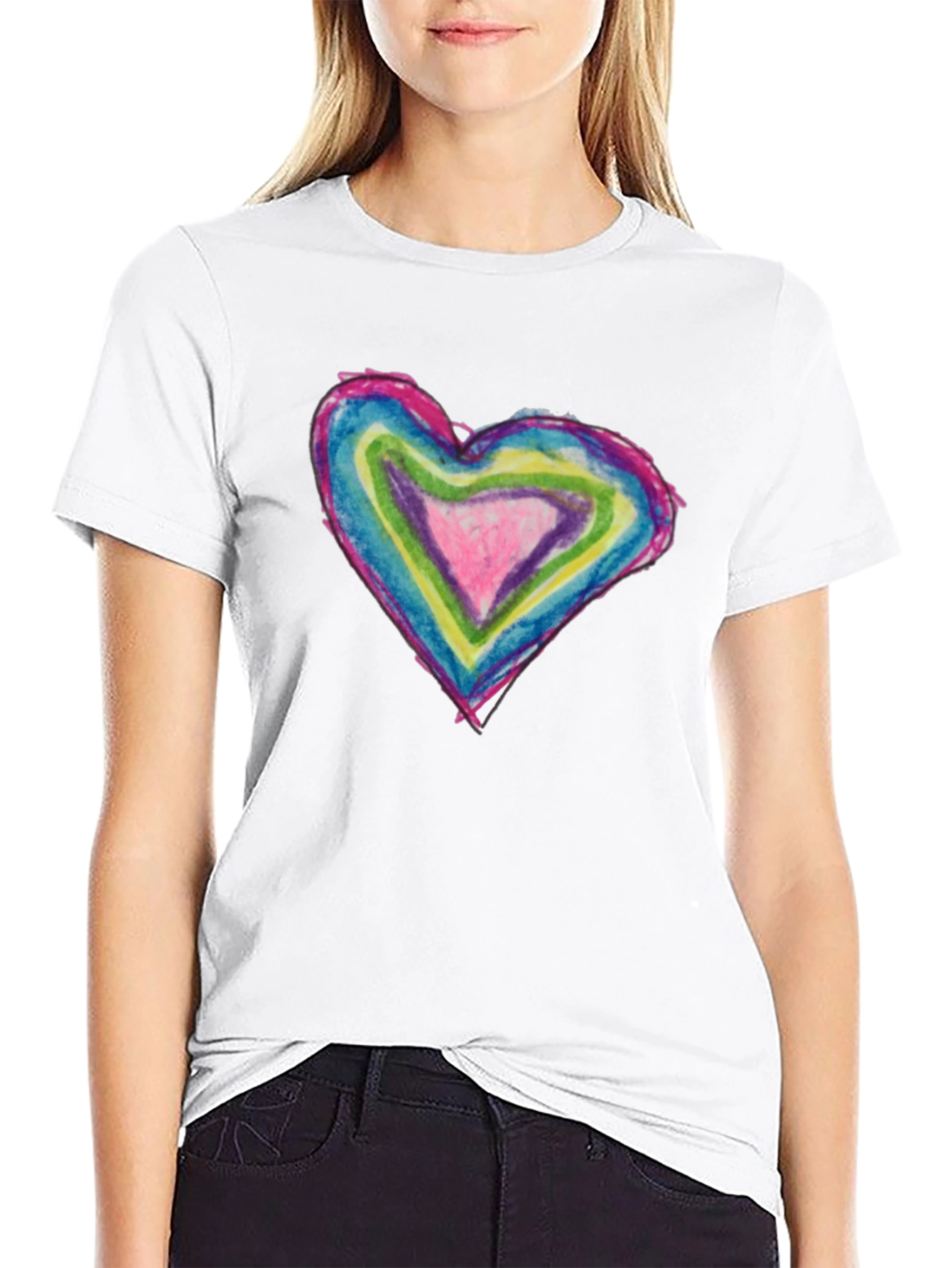 Rainbow Heart Tee - Unique Graphic T-Shirt