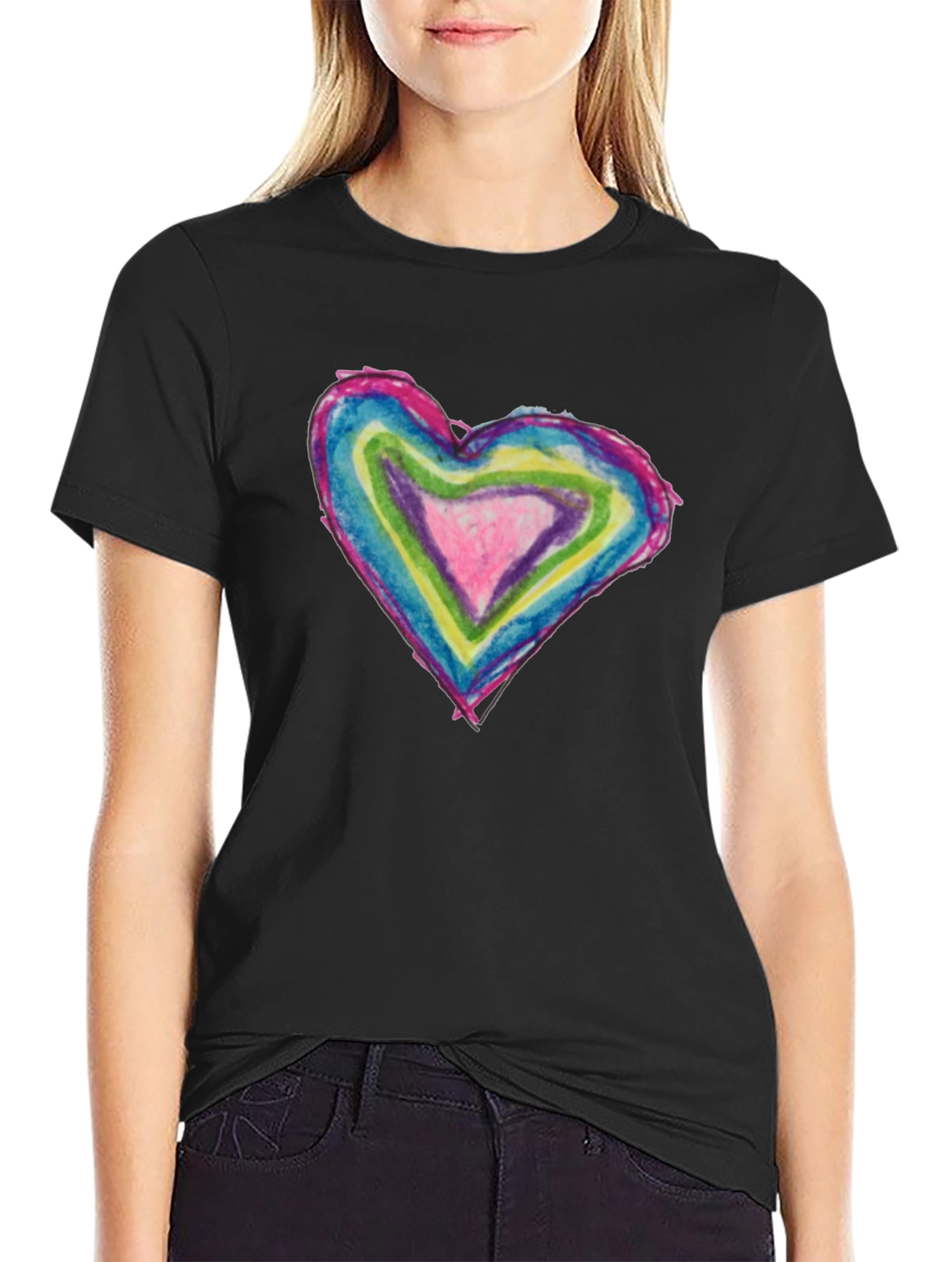 Rainbow Heart Tee - Unique Graphic T-Shirt