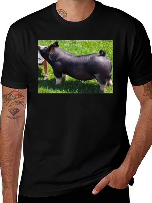 Black T-Shirt with Pig Graphic Tee