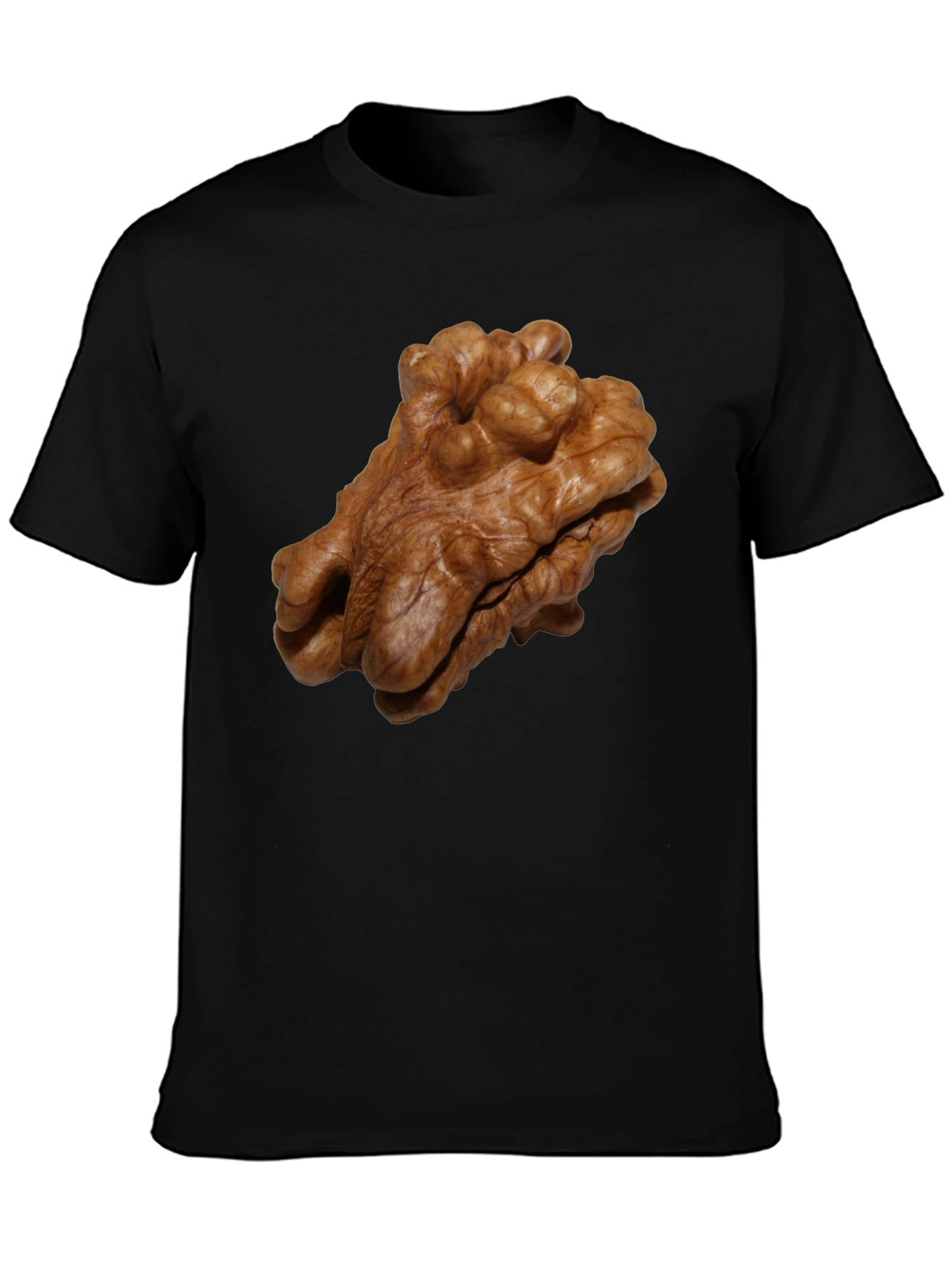 Walnut Print Black T-Shirt - Unique Nut Design