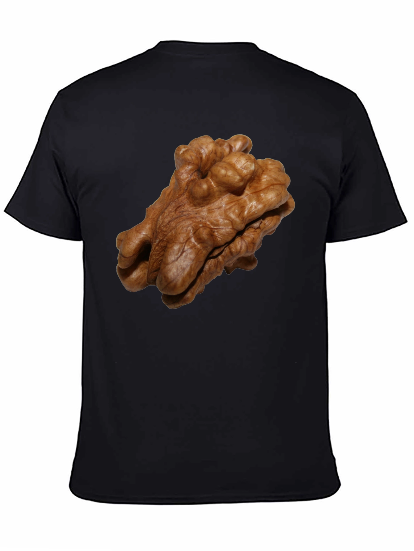 Walnut Print Black T-Shirt - Unique Nut Design