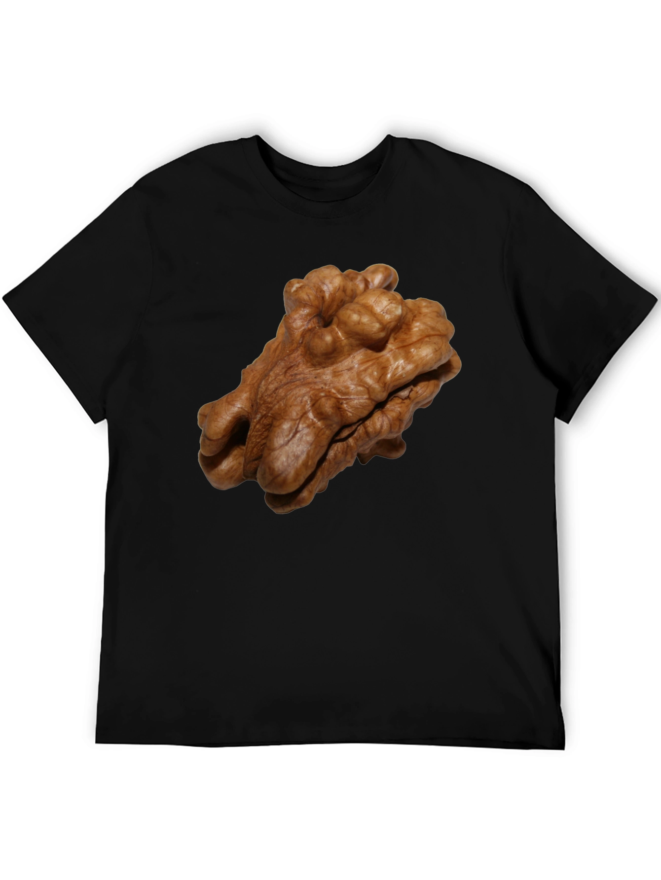 Walnut Print Black T-Shirt - Unique Nut Design