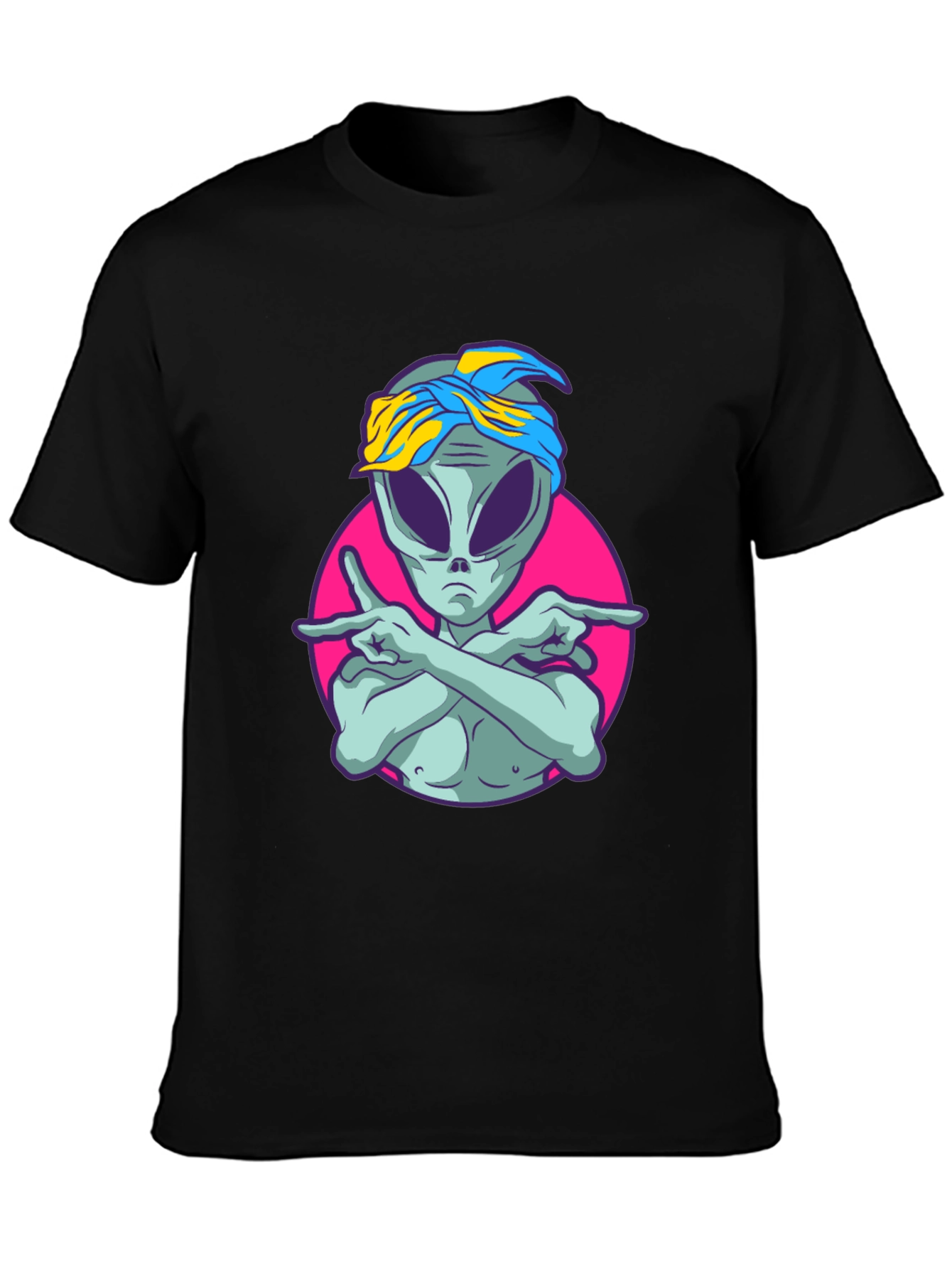Alien Rapper Graphic T-Shirt - Black
