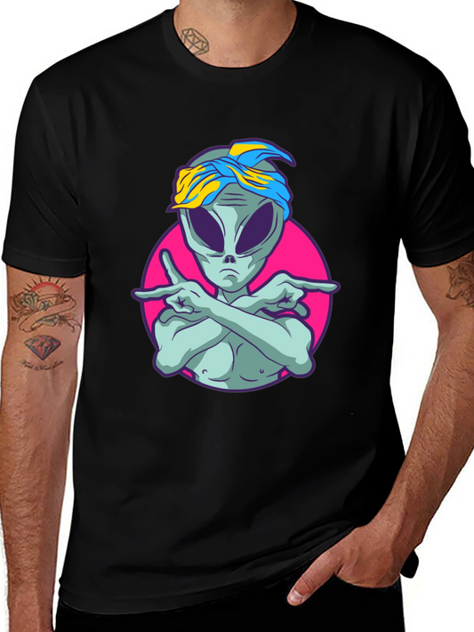Alien Rapper Graphic T-Shirt - Black