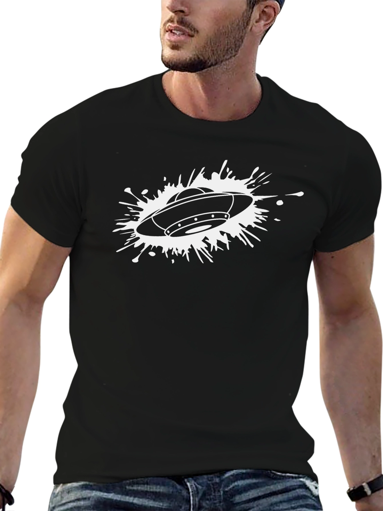 UFO Splash Graphic Tee - Black Cotton Blend