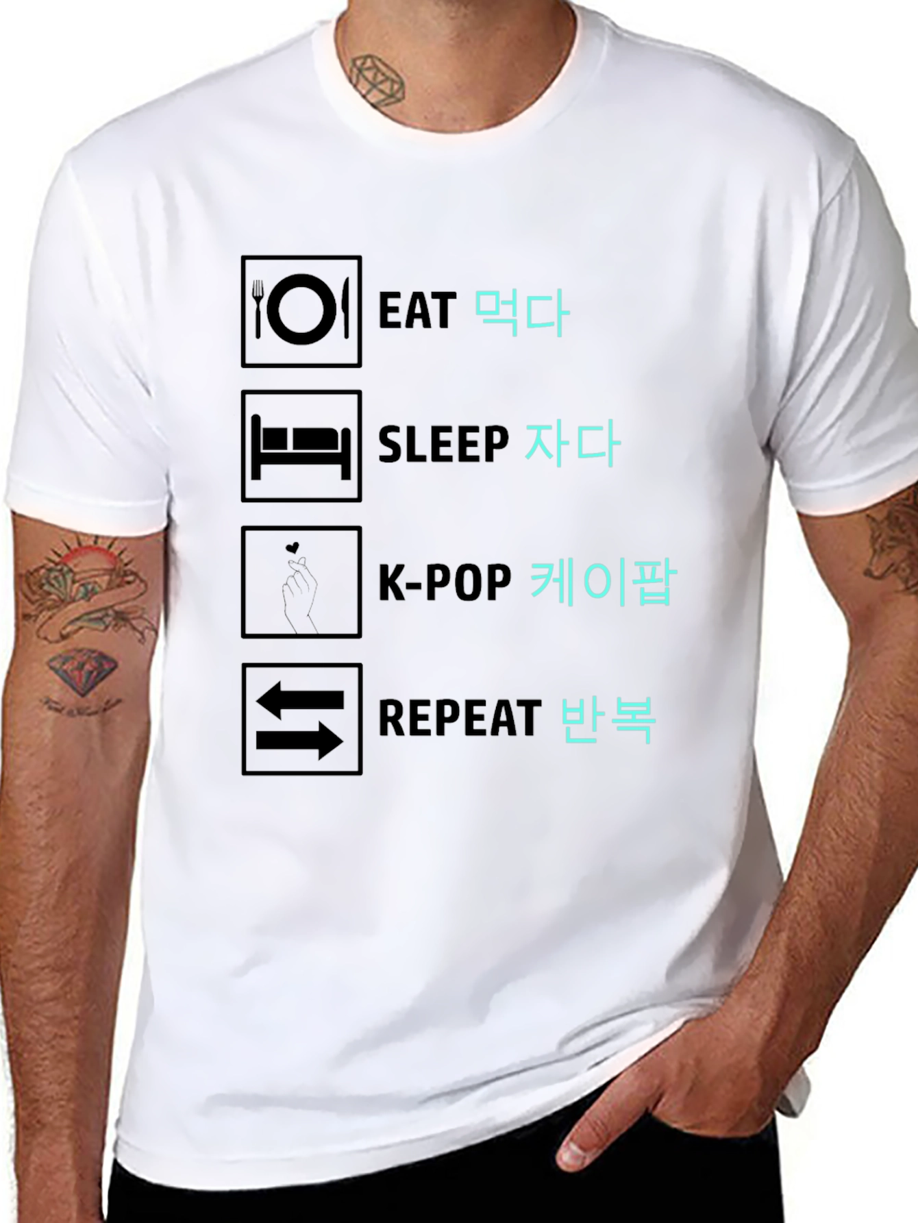 Eat Sleep K-Pop Repeat Graphic Tee