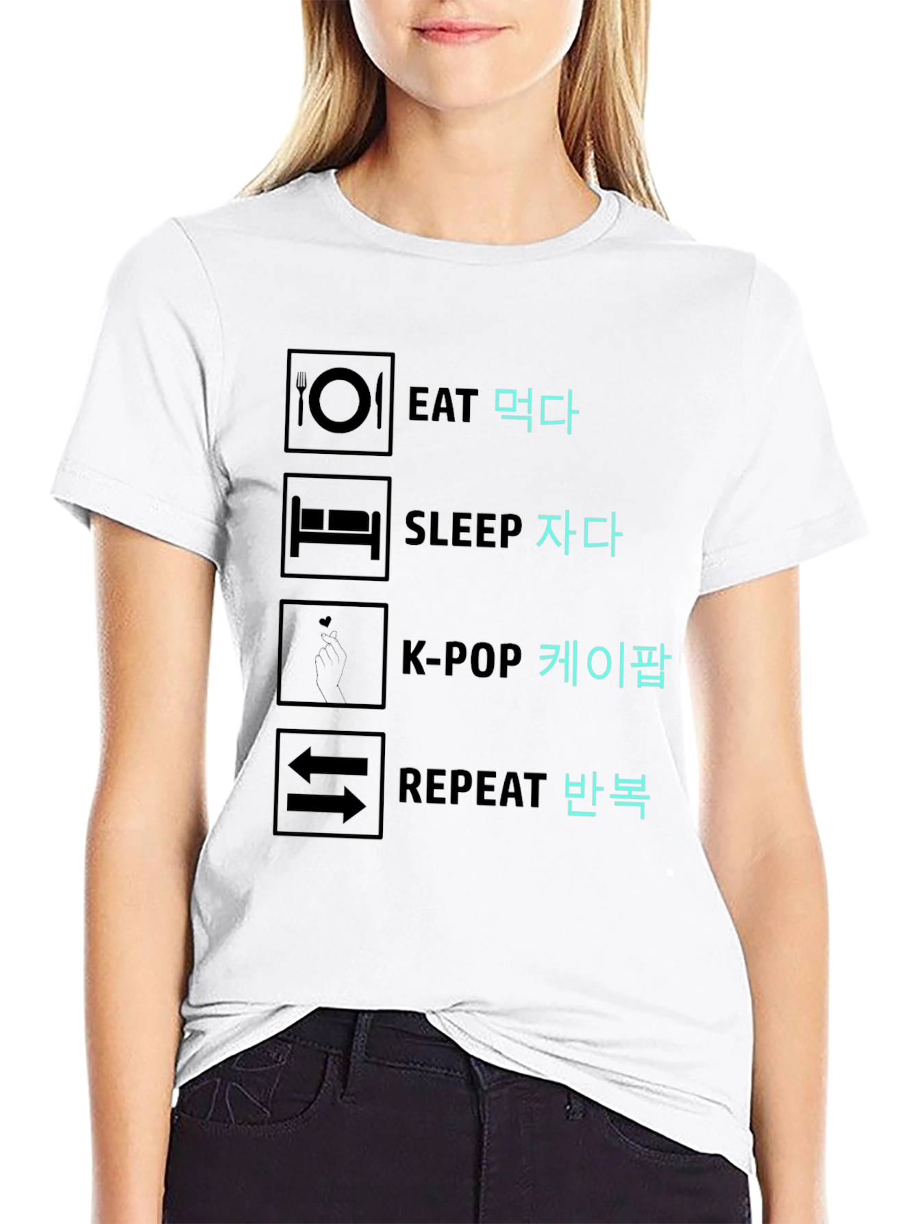 Eat Sleep K-Pop Repeat Graphic Tee
