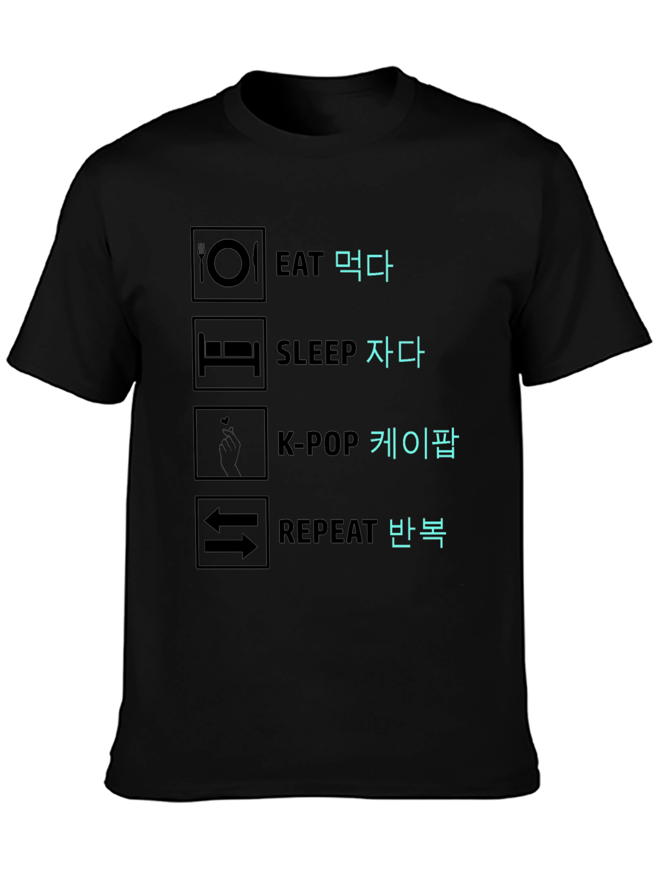 Eat Sleep K-Pop Repeat Graphic Tee