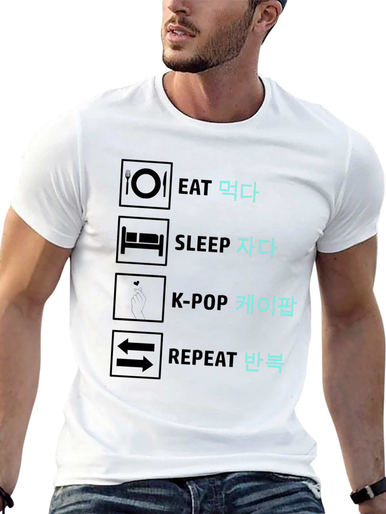 Eat Sleep K-Pop Repeat Graphic Tee
