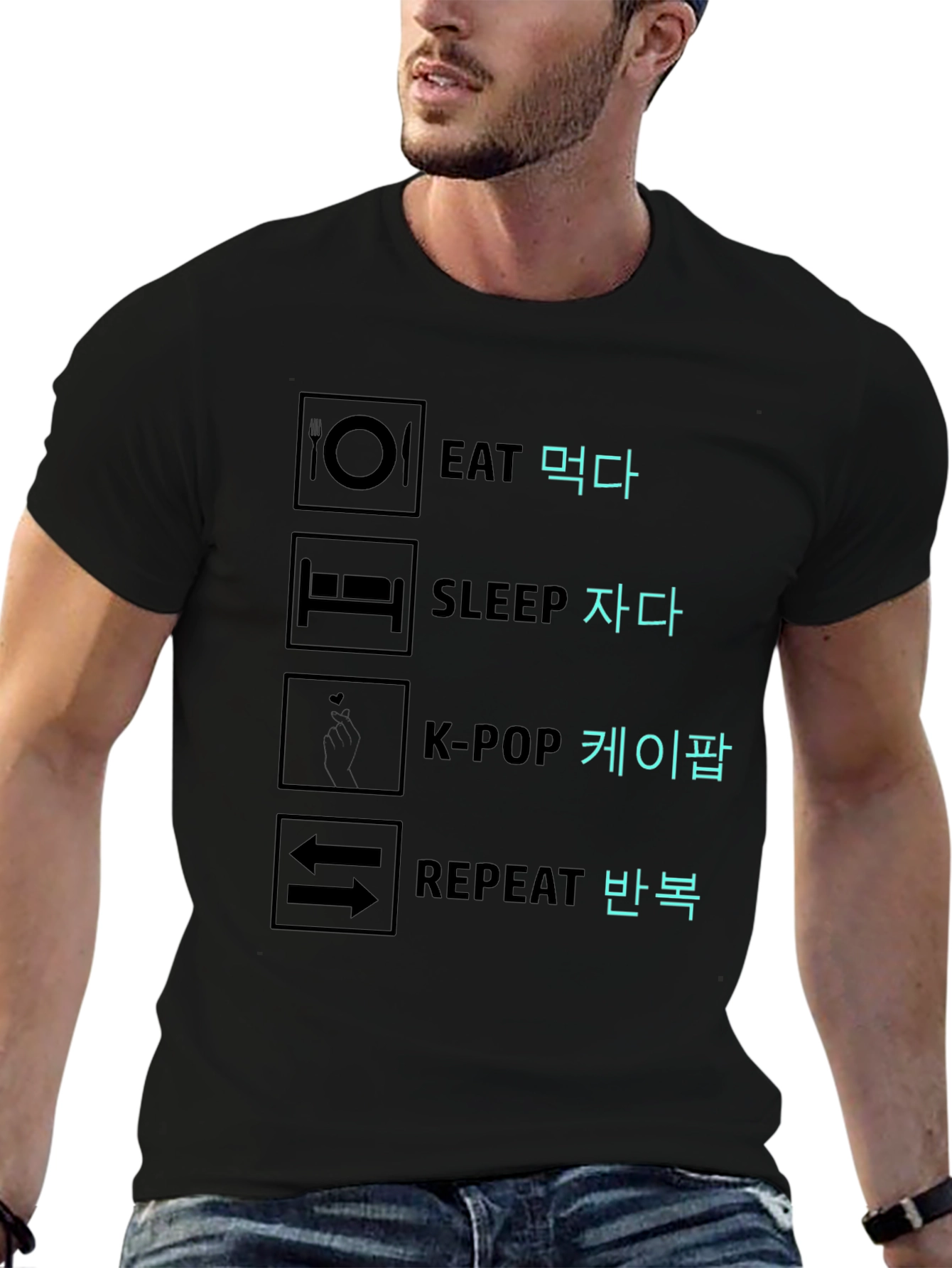 Eat Sleep K-Pop Repeat Graphic Tee