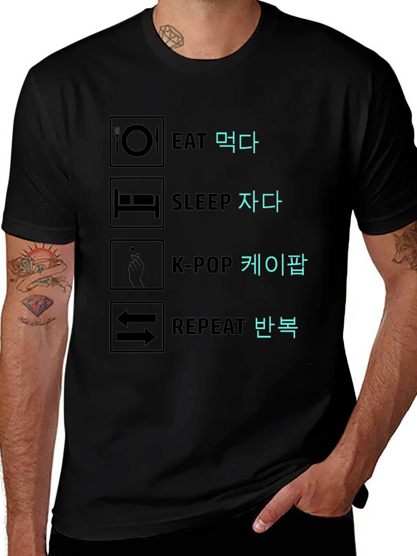 Eat Sleep K-Pop Repeat Graphic Tee