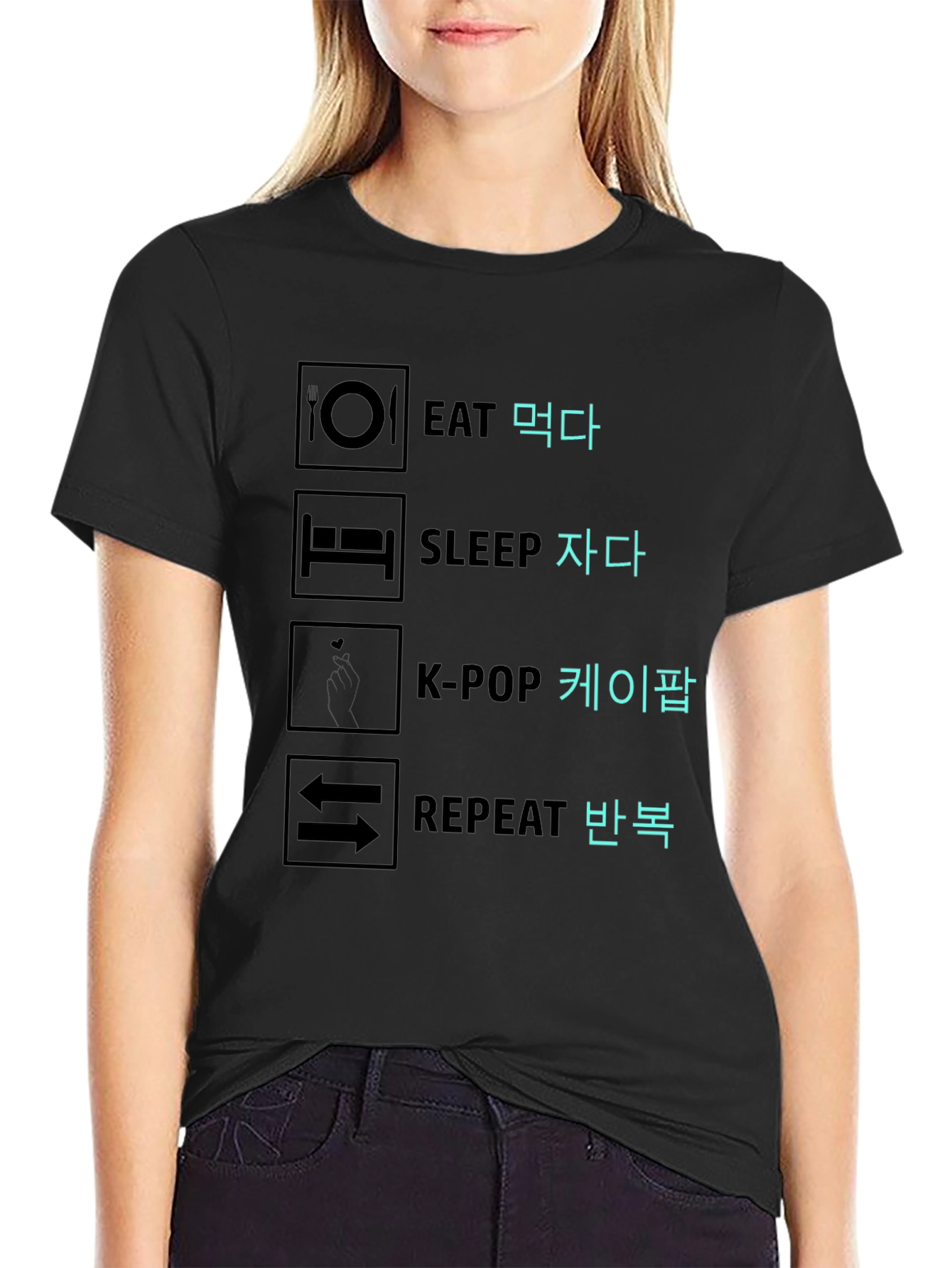 Eat Sleep K-Pop Repeat Graphic Tee