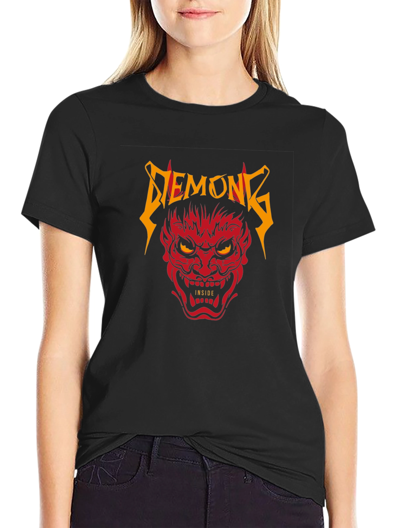 Demons Inside Black Graphic T-Shirt
