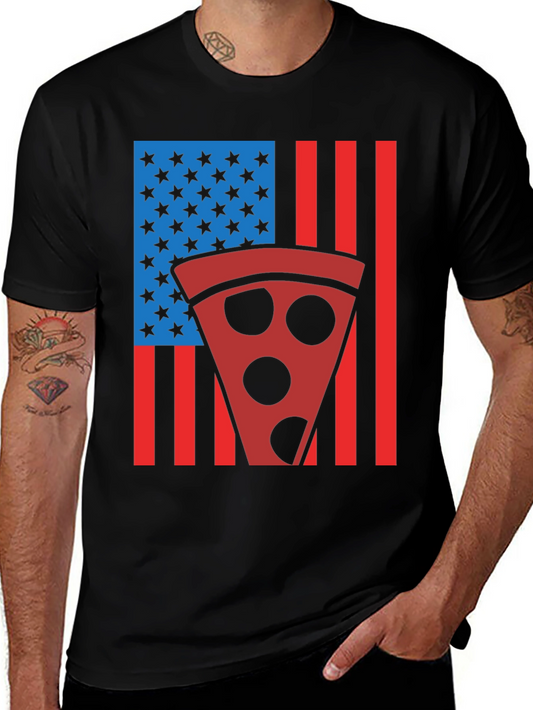 Pizza American Flag Graphic T-Shirt