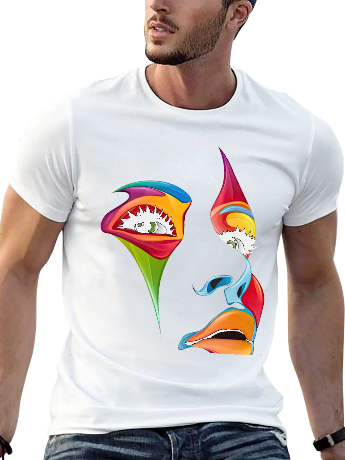 Abstract Face Graphic T-Shirt - Artistic Expression