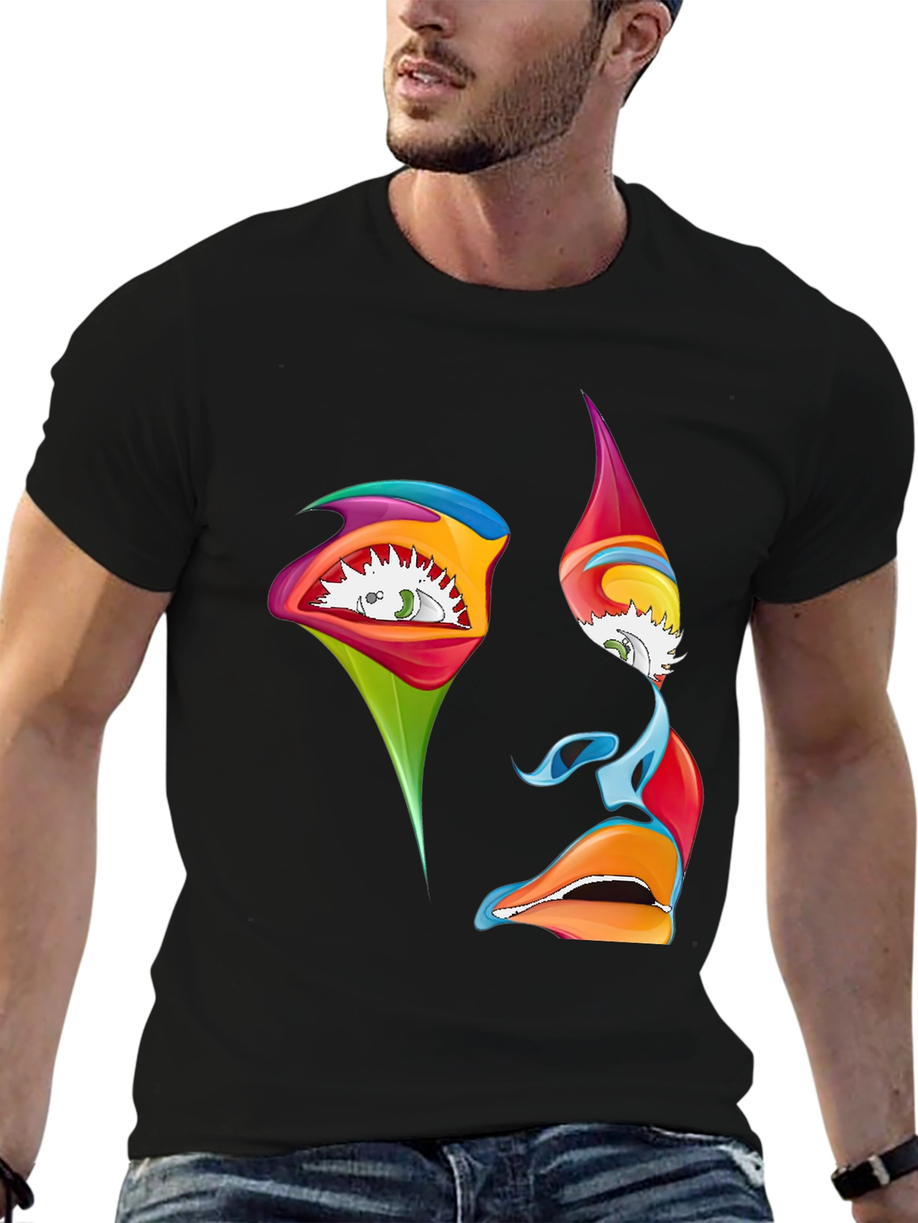 Abstract Face Graphic T-Shirt - Artistic Expression