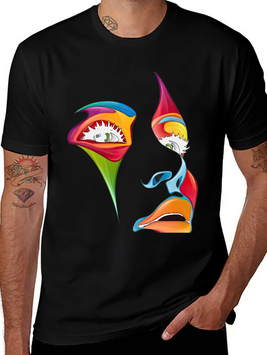 Abstract Face Graphic T-Shirt - Artistic Expression