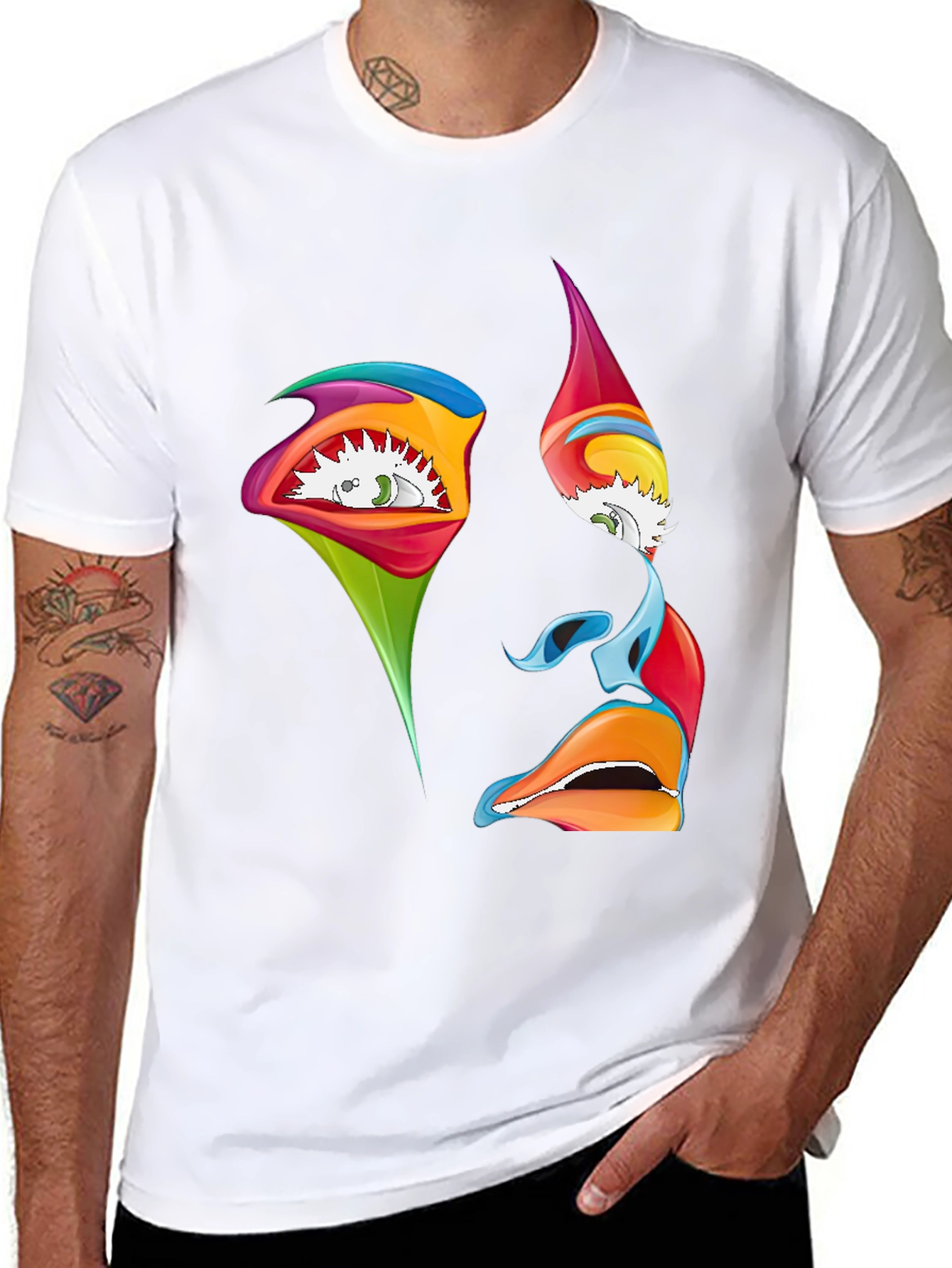 Abstract Face Graphic T-Shirt - Artistic Expression