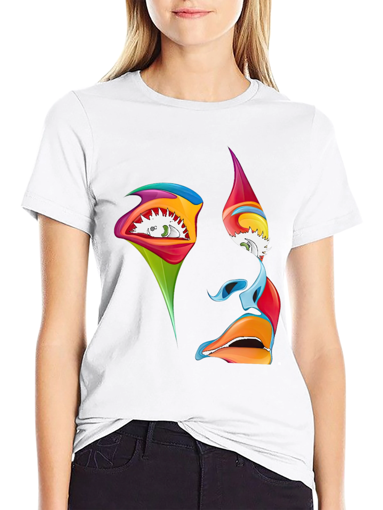 Abstract Face Graphic T-Shirt - Artistic Expression
