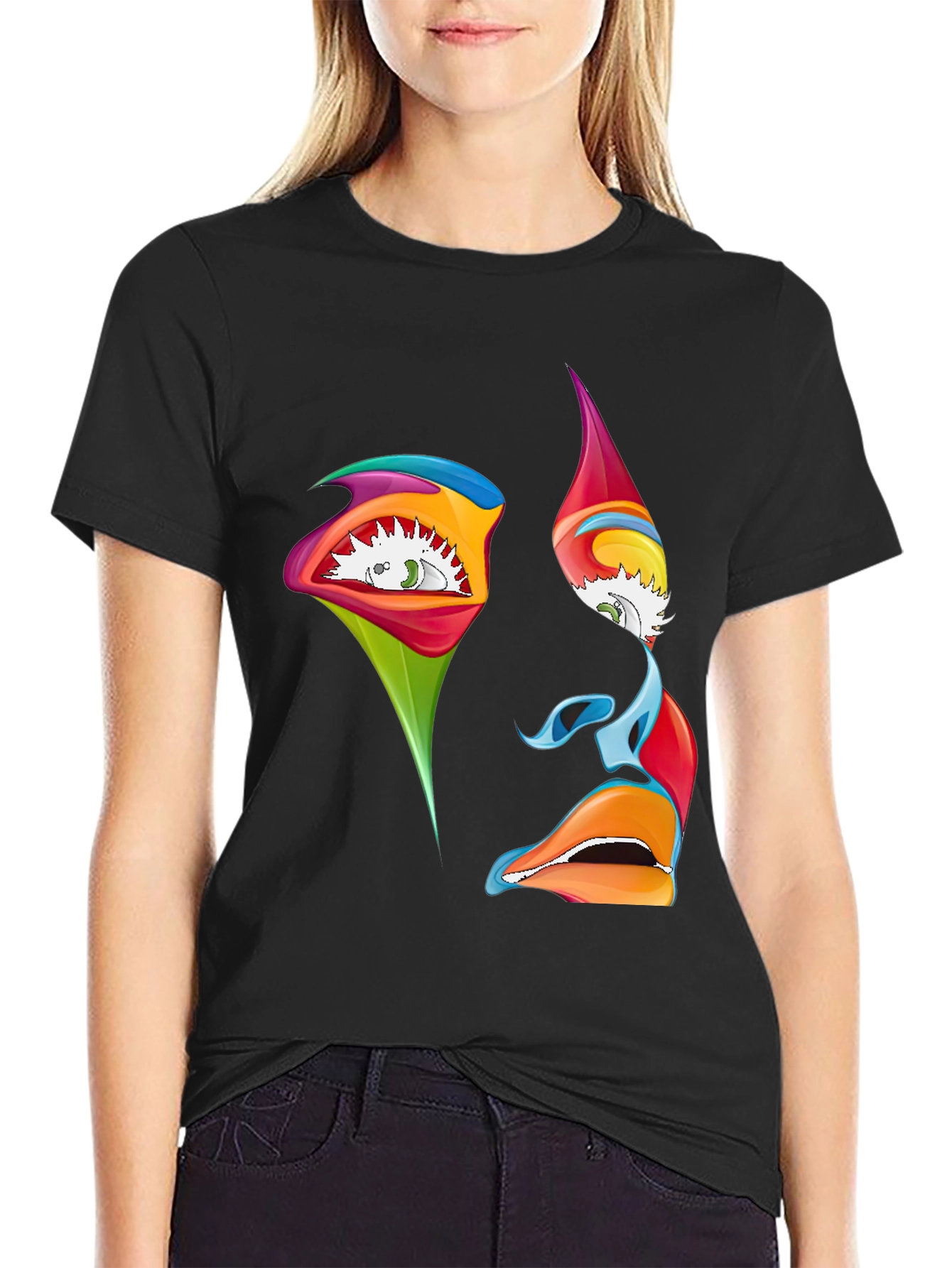 Abstract Face Graphic T-Shirt - Artistic Expression