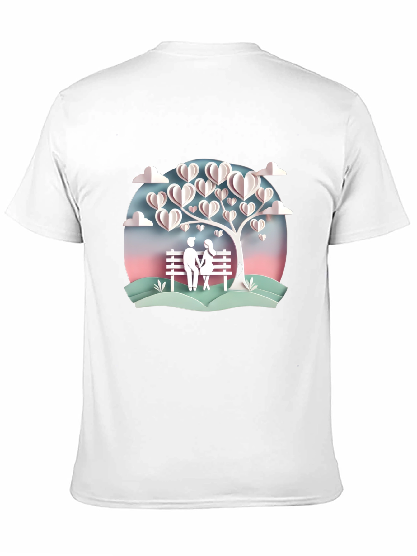 Romantic Couple Under Heart Tree Graphic Tee