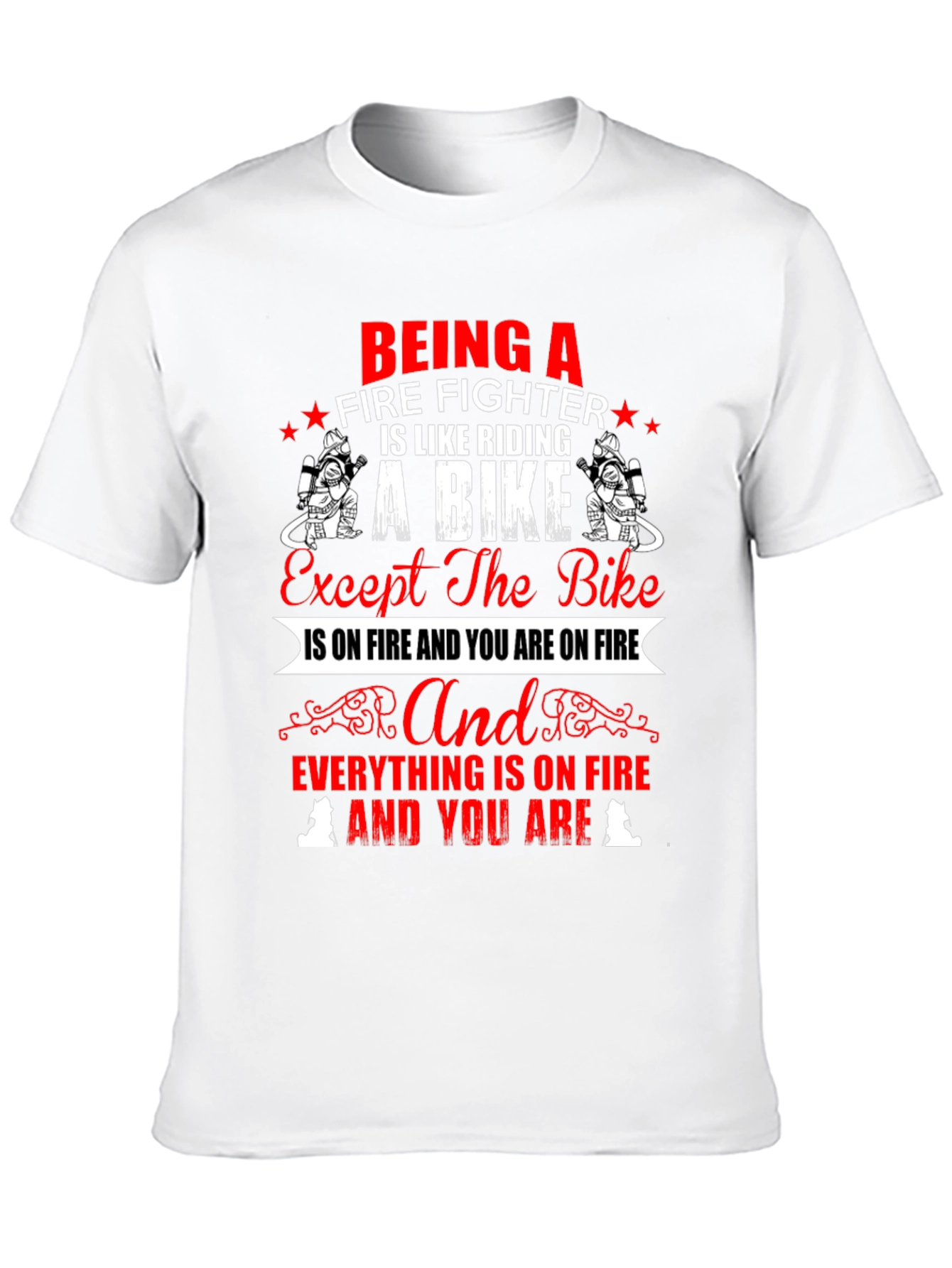 Firefighter Bike T-Shirt - Novelty Graphic Tee