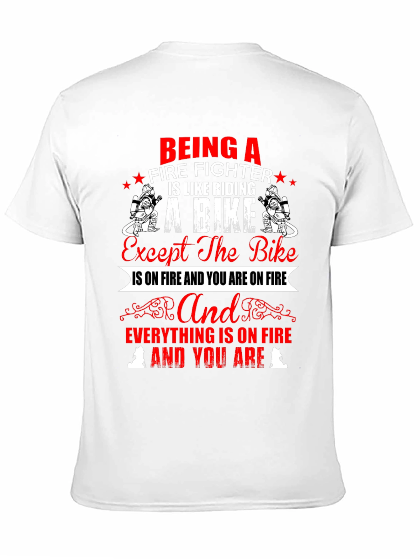 Firefighter Bike T-Shirt - Novelty Graphic Tee