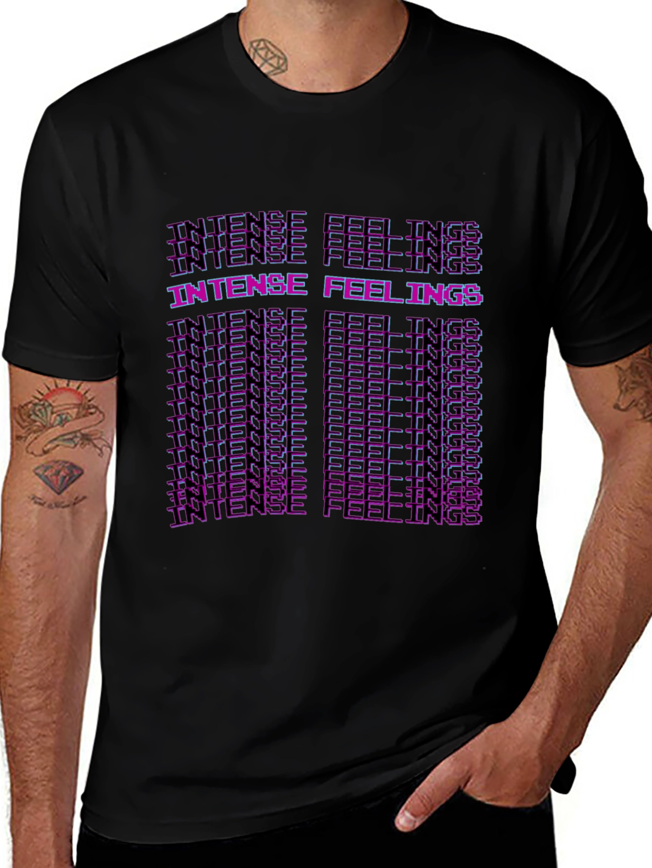 Intense Feelings Graphic Print Black T-Shirt