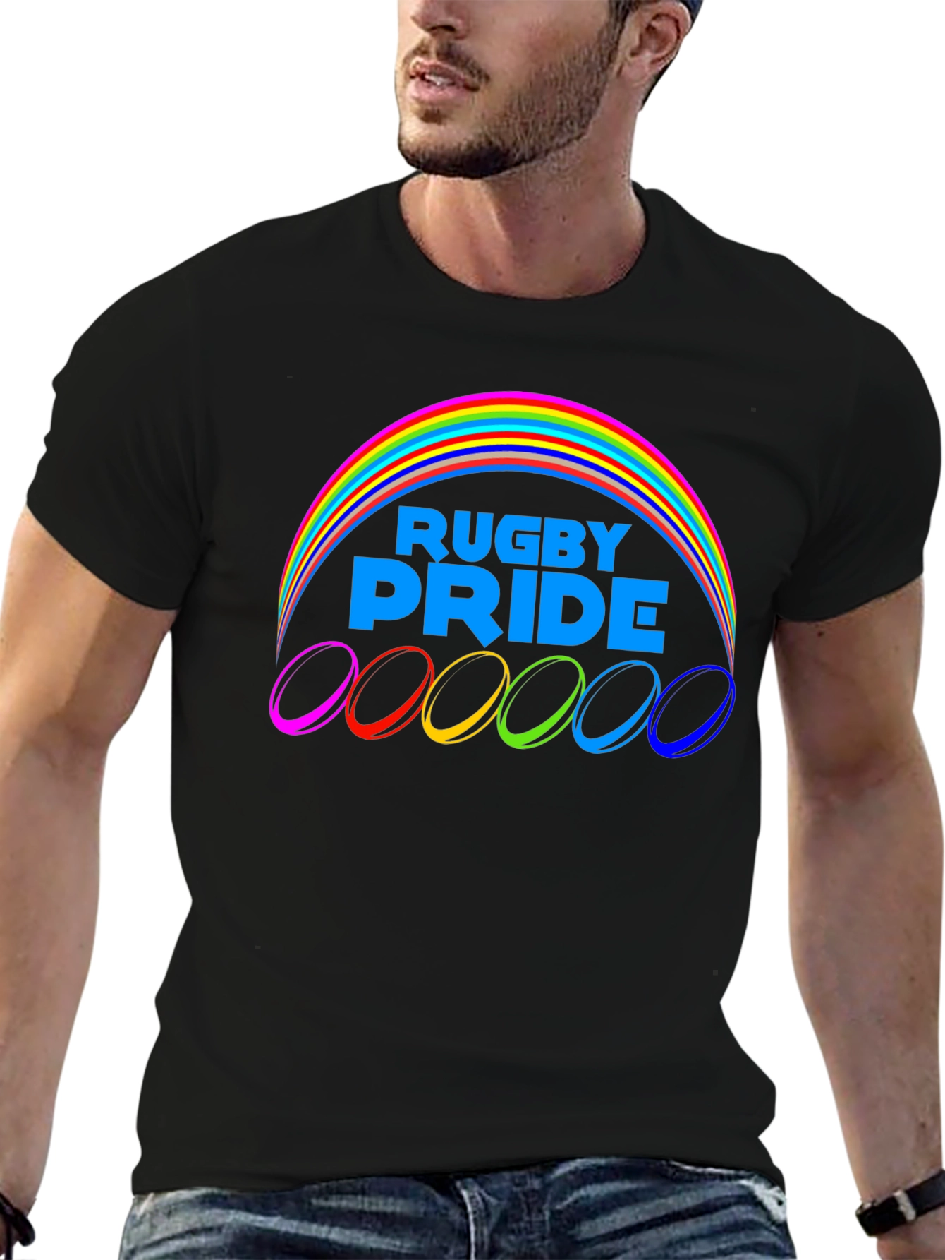 Rugby Pride T-Shirt - Rainbow Design