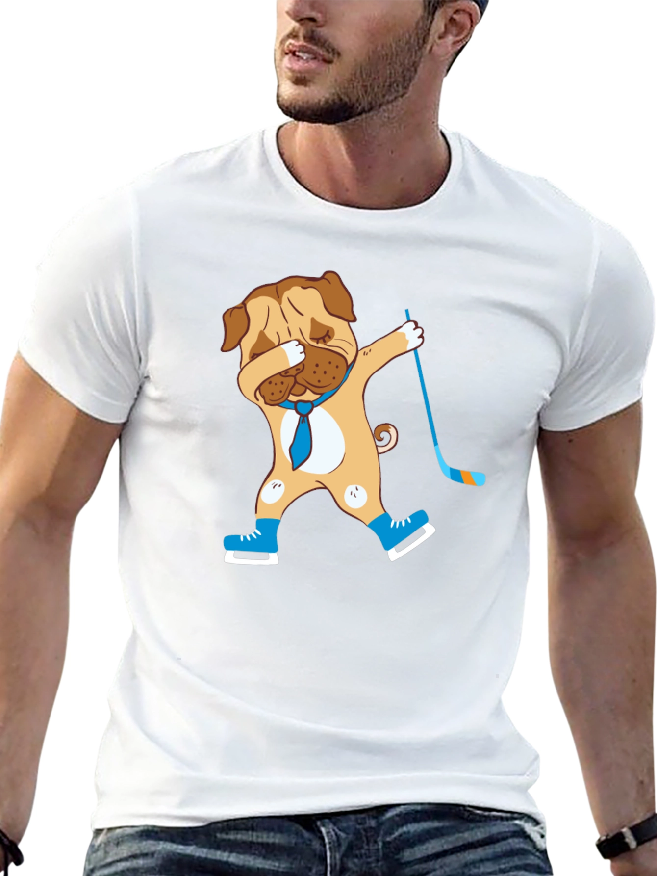 Dabbing Dog Hockey Player Graphic Tee