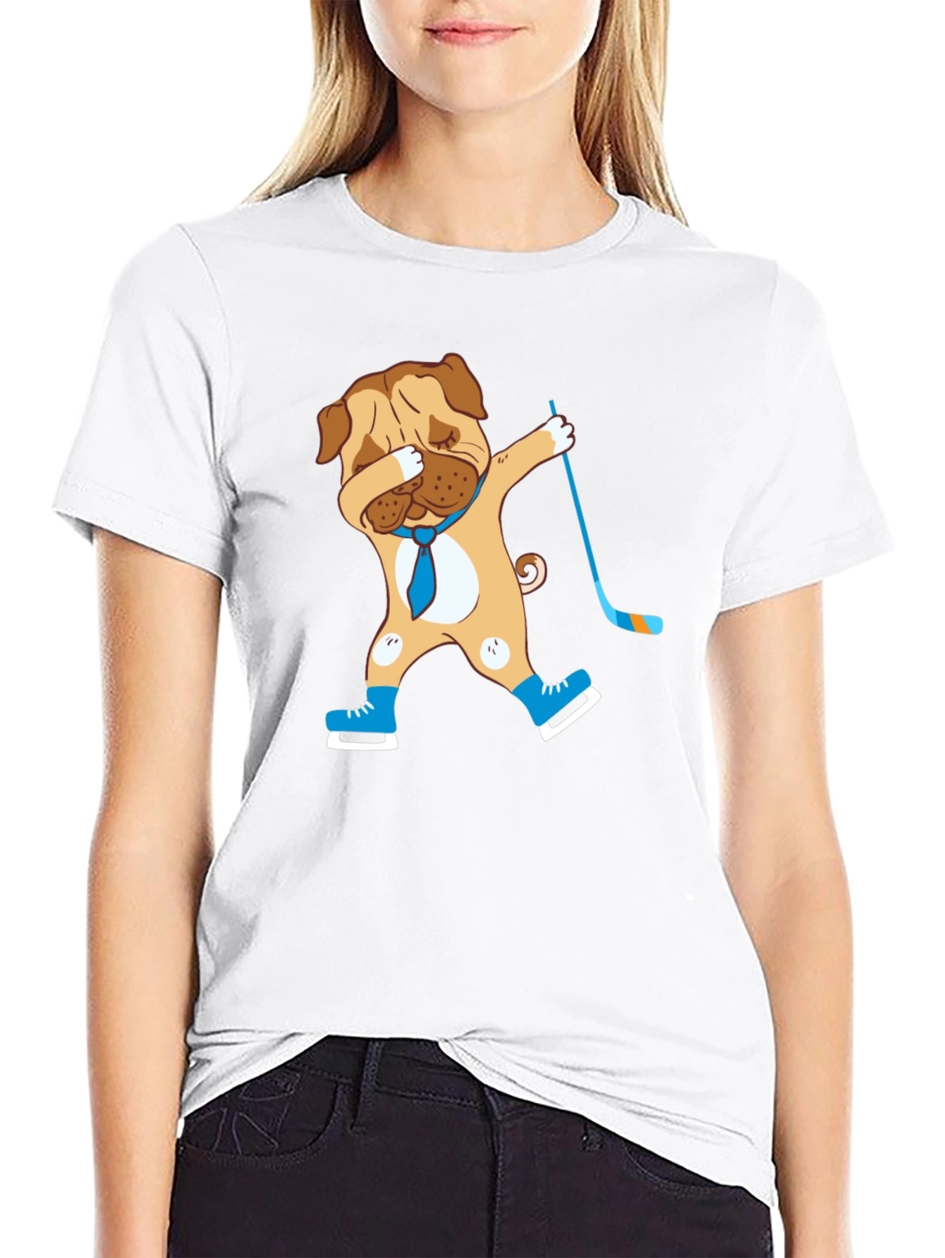 Dabbing Dog Hockey Player Graphic Tee