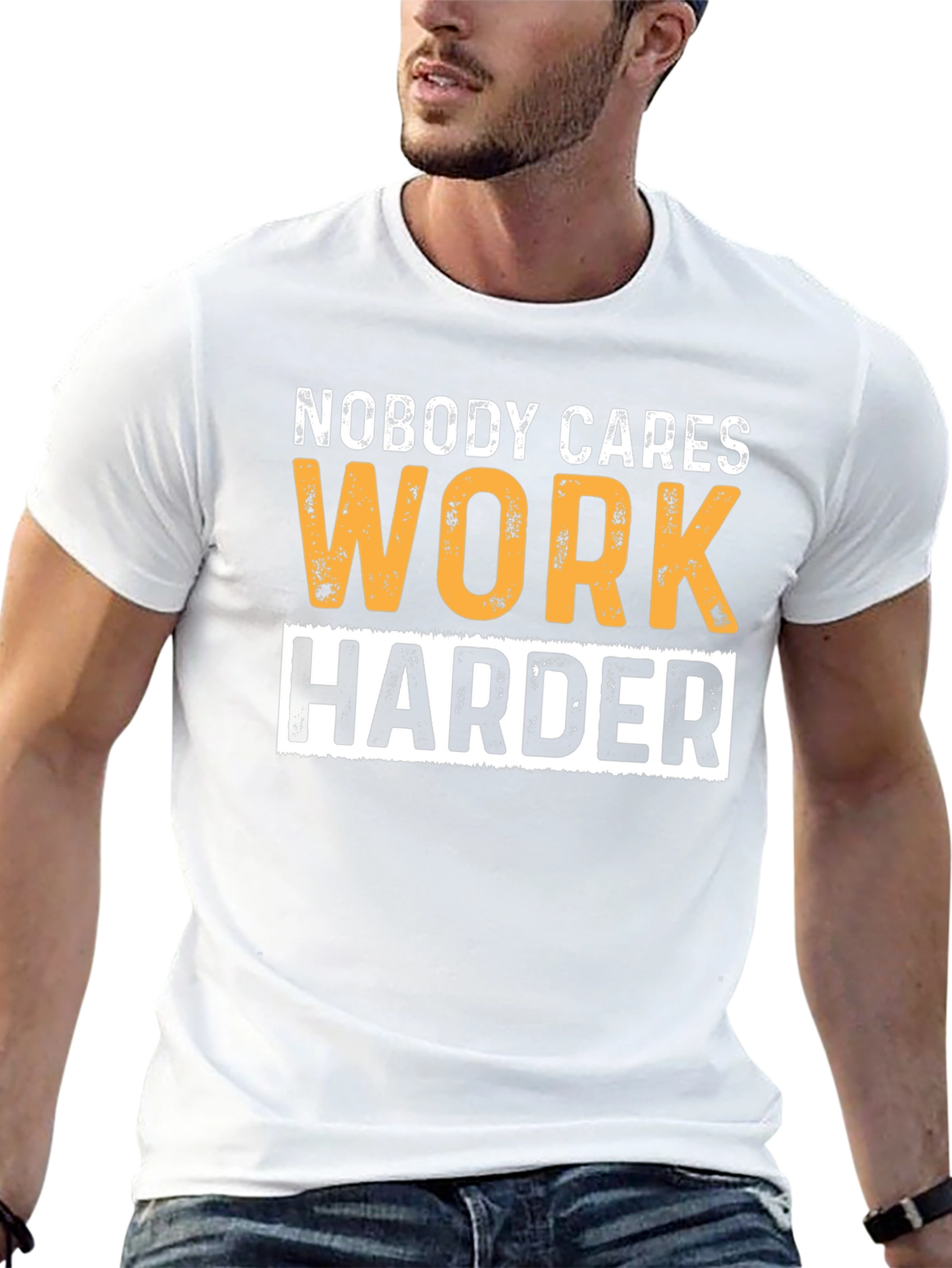 Motivational Workout T-Shirt: Nobody Cares Work Harder