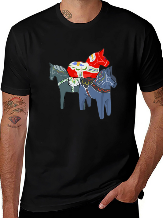 Swedish Dala Horse T-Shirt - Unique Folk Art Design
