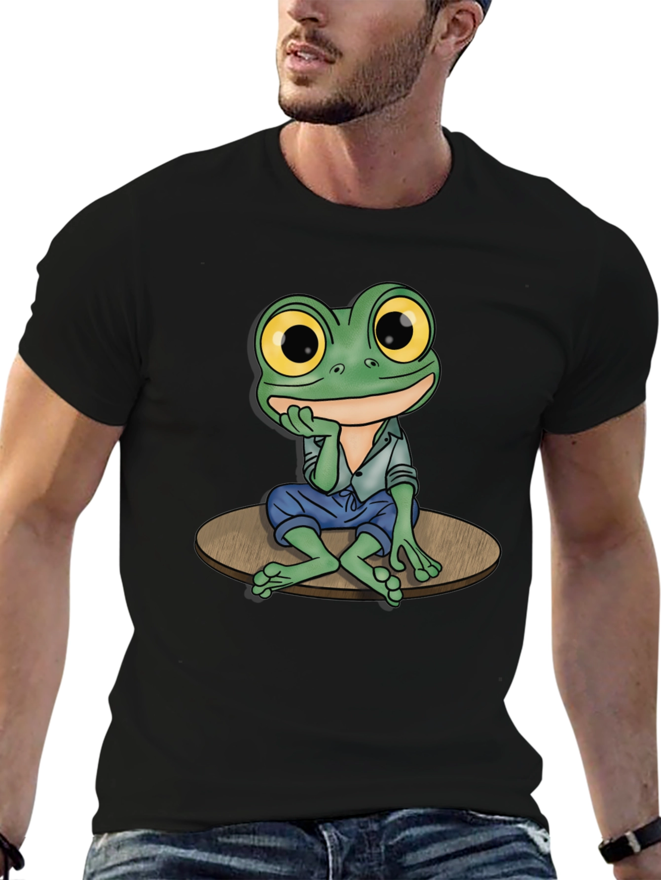 Frog Graphic Tee - Casual Black T-Shirt