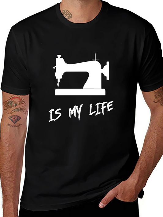 Sewing Machine Life Graphic Tee - Black Cotton T-Shirt