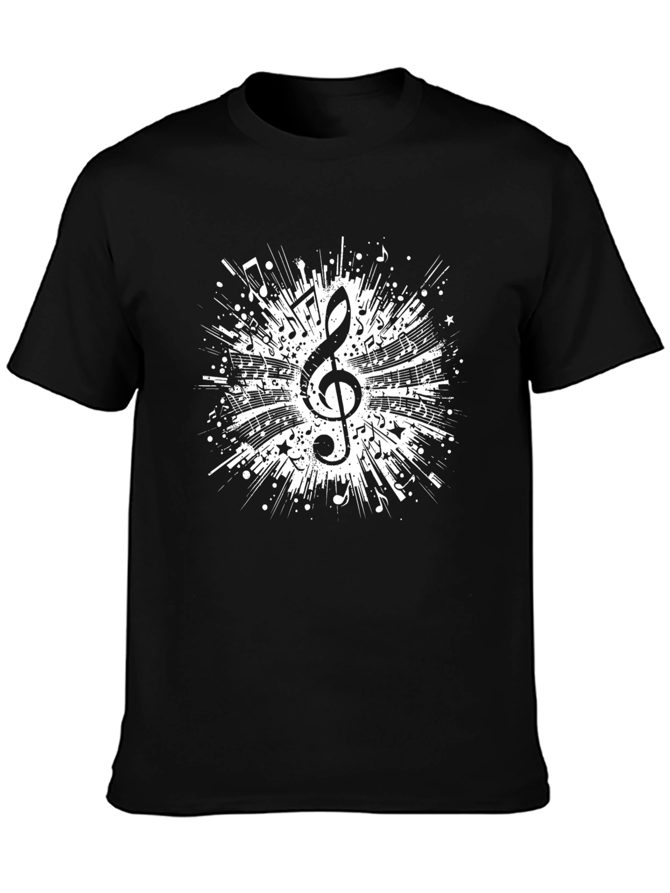 Musical Treble Clef Graphic Tee - Black Cotton T-Shirt