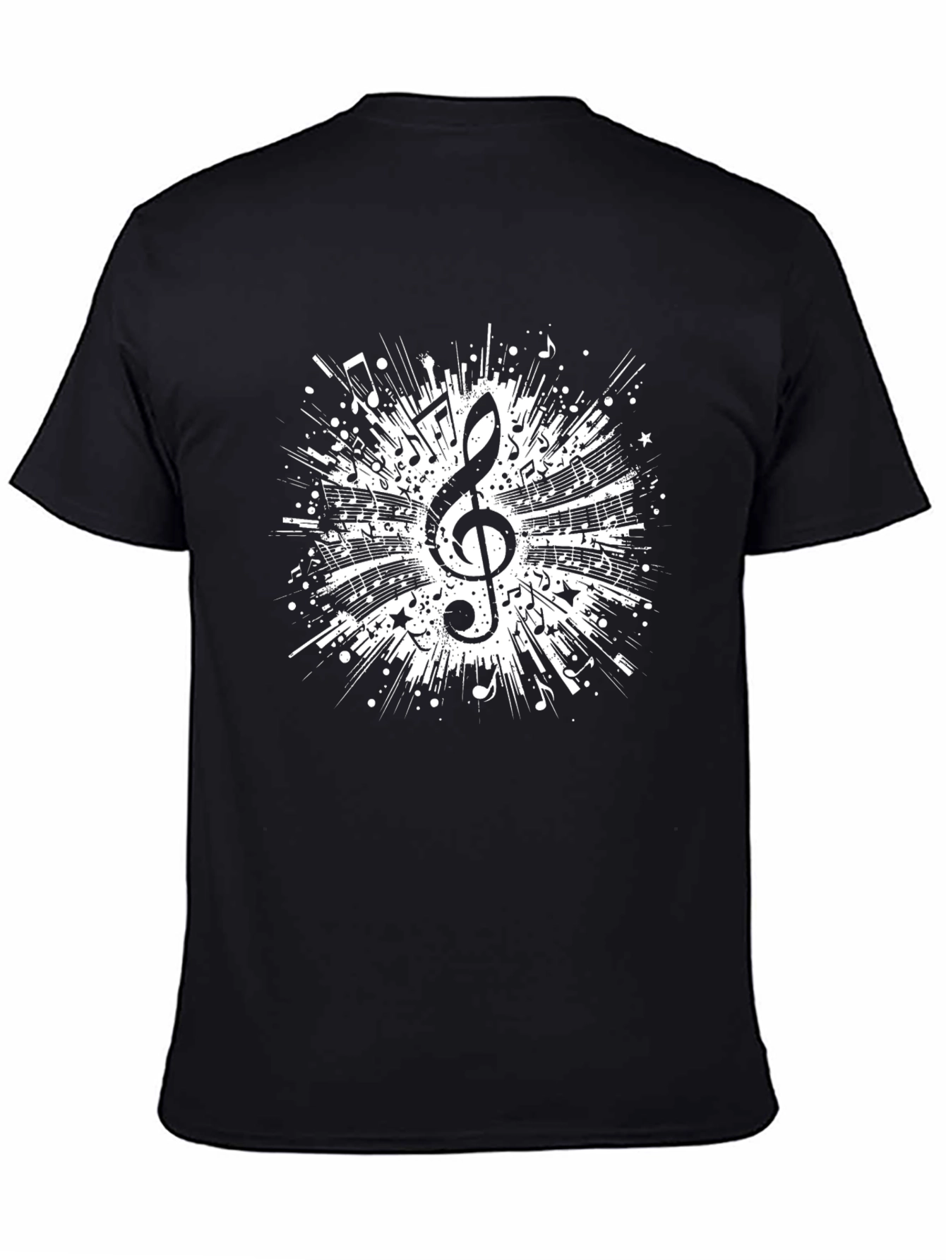 Musical Treble Clef Graphic Tee - Black Cotton T-Shirt