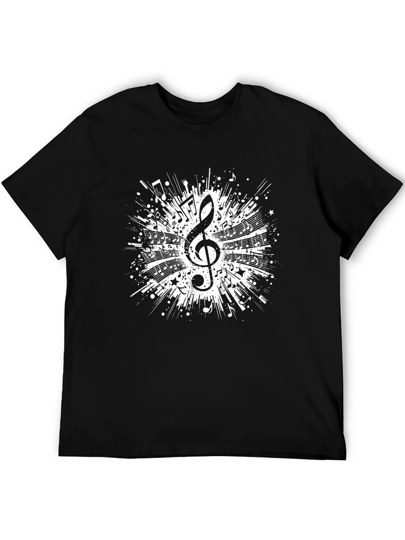 Musical Treble Clef Graphic Tee - Black Cotton T-Shirt